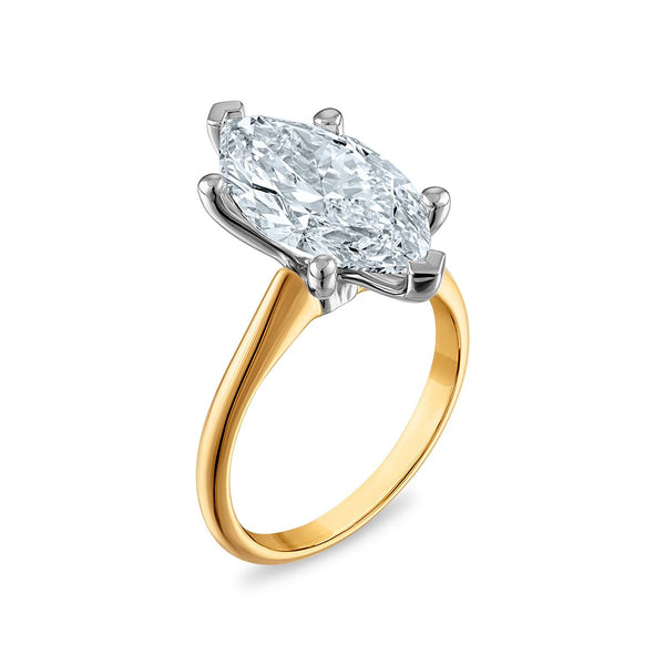 Signature Certificate 8X EcoLove 5 CTW Marquise Lab Grown Diamond Solitaire Engagement Ring in 14KT Yellow Gold