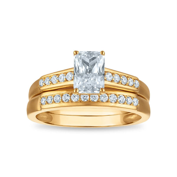 EcoLove 1-1/2 CTW Lab Grown Diamond Wedding Trio Set in 10KT Yellow Gold