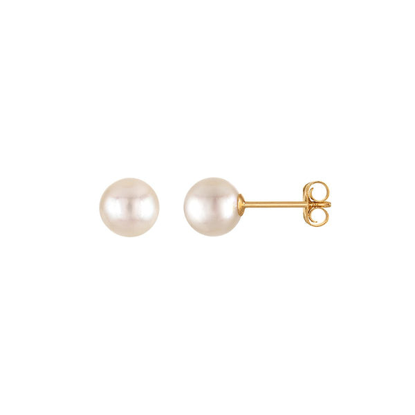 5MM Pearl Stud Earrings in 14KT Yellow Gold