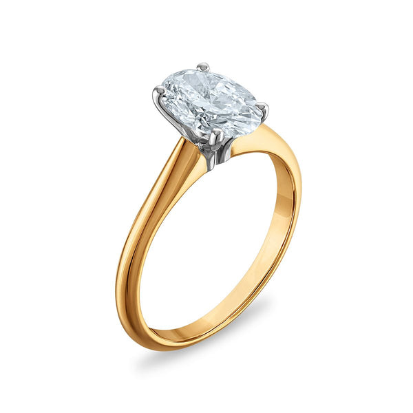 Signature Certificate 8X EcoLove 1 1/2 CTW Oval Lab Grown Diamond Solitaire Engagement Ring in 14KT Yellow Gold