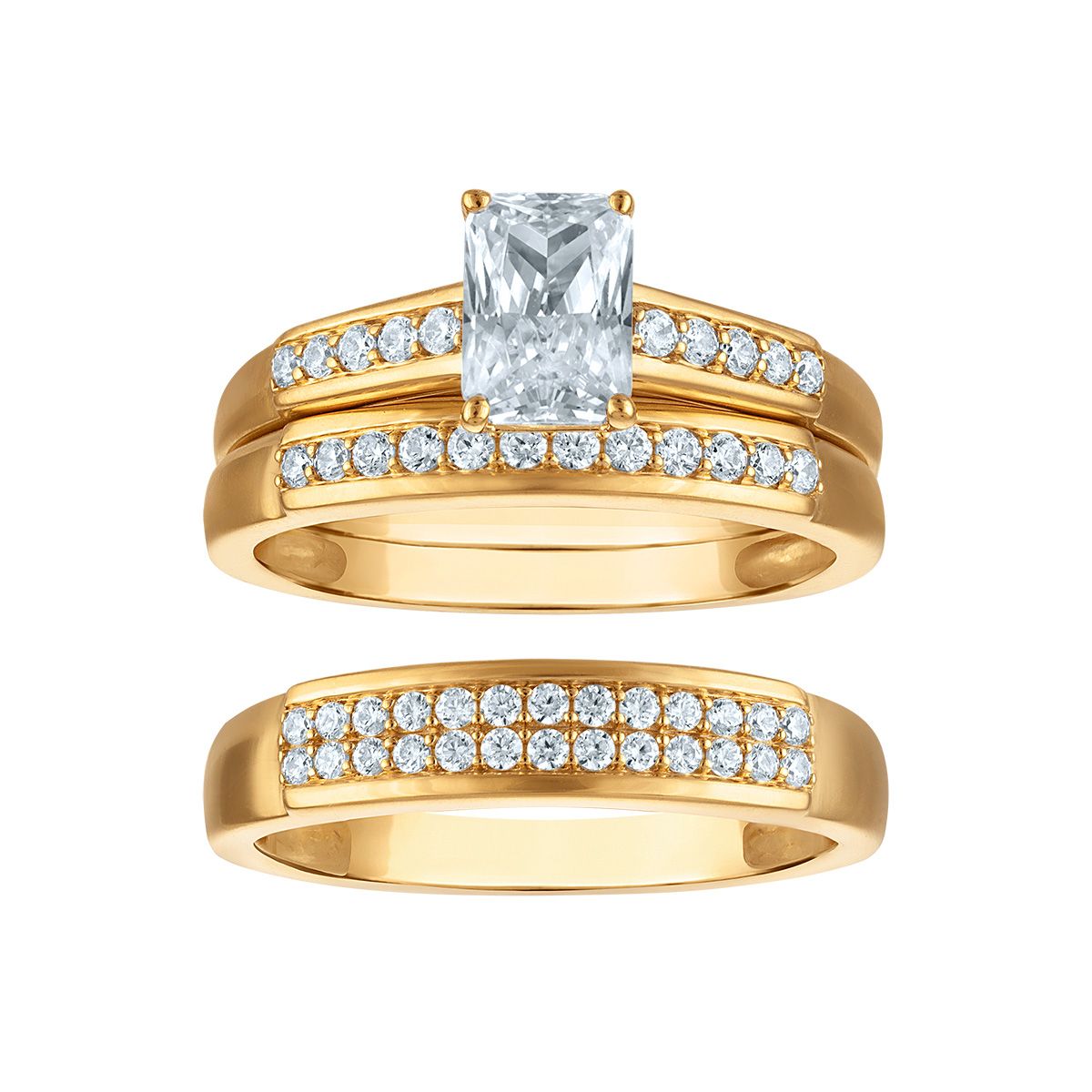 EcoLove 1-1/2 CTW Lab Grown Diamond Wedding Trio Set in 10KT Yellow Gold