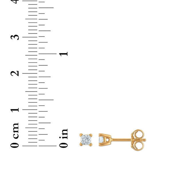 EcoLove 1/4 CTW Princess Cut Lab Grown Diamond Stud Earrings in 10KT Yellow Gold