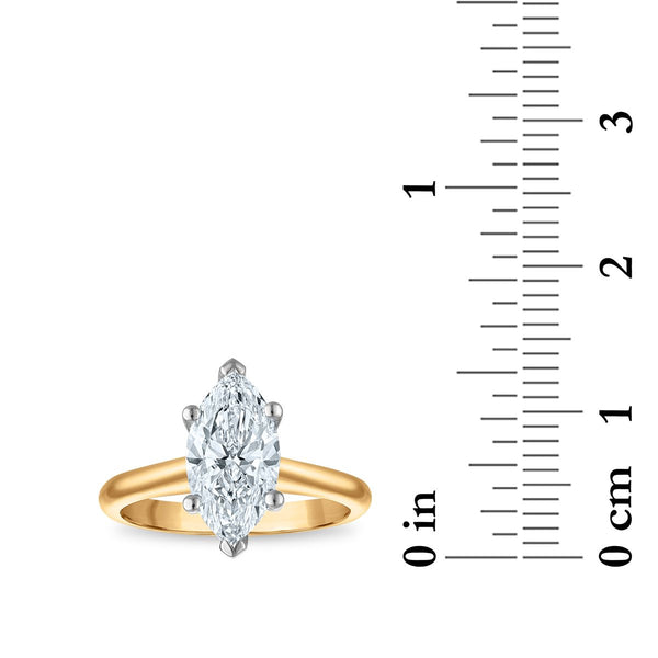 Signature Certificate 8X EcoLove 2 CTW Marquise Lab Grown Diamond Solitaire Engagement Ring in 14KT Yellow Gold