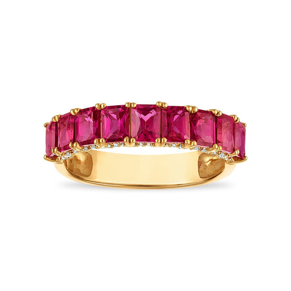 LoveSong EcoLove 4X3MM Ruby and Lab Grown Diamond Ring in 10KT Yellow Gold