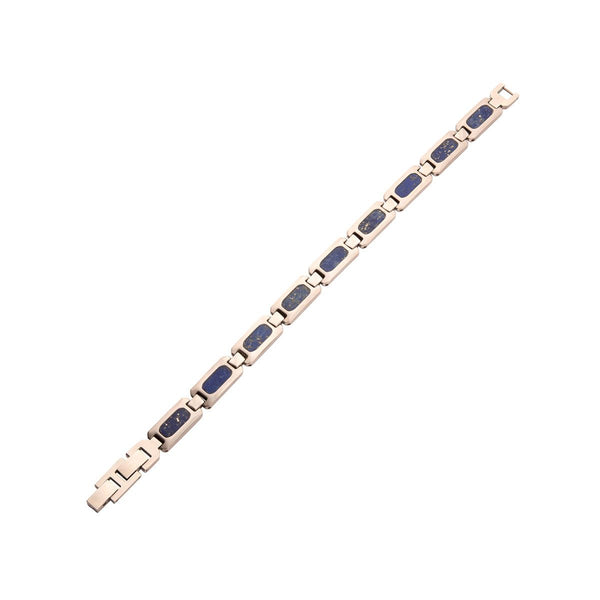 Inox Stainless Steel Lapis Lazuli Stone Inlay 8.5-inch Bracelet