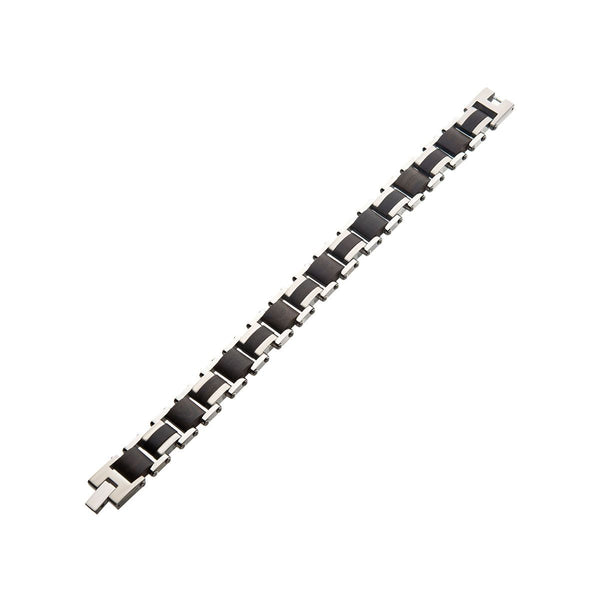 Inox Stainless Steel and Ebony Wood Link 8.25-inch Bracelet