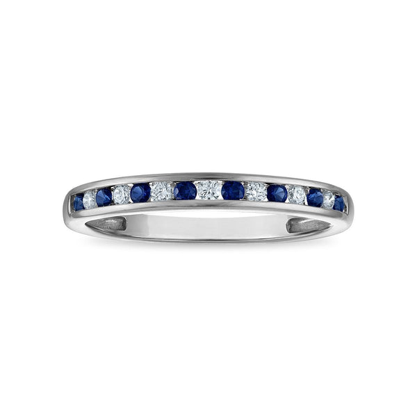 LoveSong EcoLove 1.6MM Blue Sapphire and Lab Grown Diamond Ring in 10KT White Gold