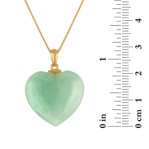 Heart Shape Jade Heart 18-inch Pendant in Sterling Silver