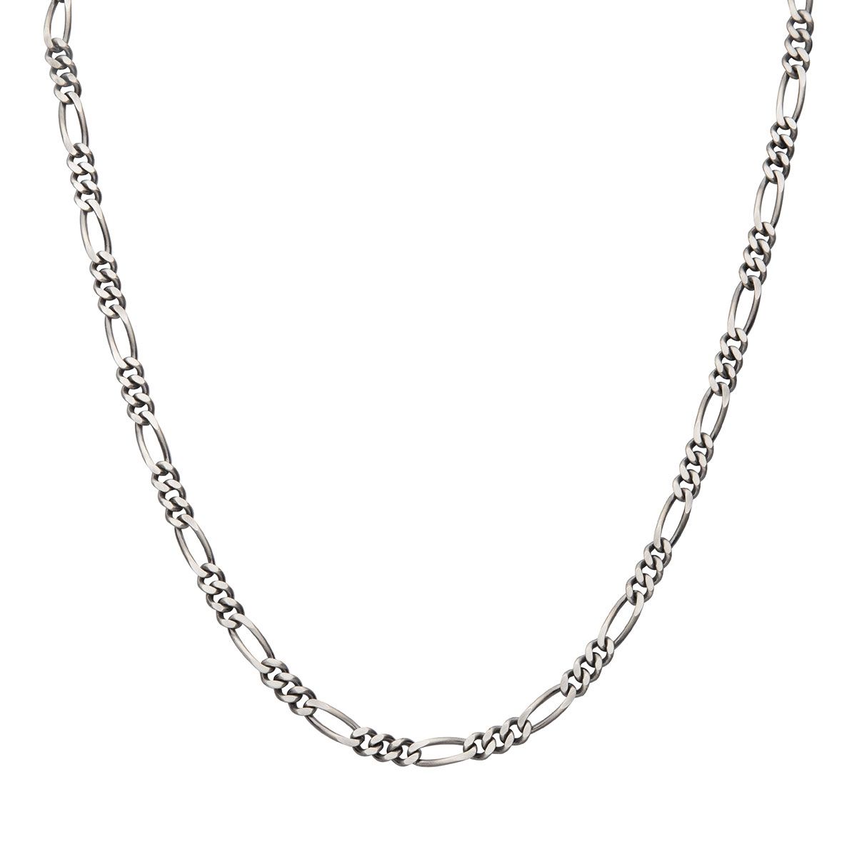 Inox 24-inch 5.5MM Sterling Silver Brushed Satin Finish Figaro Chain