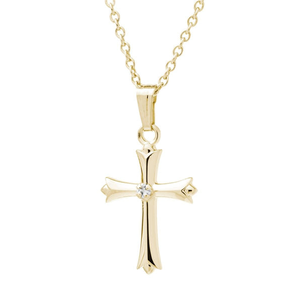 Kiddie Kraft 14KT Yellow Gold Filled Diamond Accent 15-inch Cross Pendant
