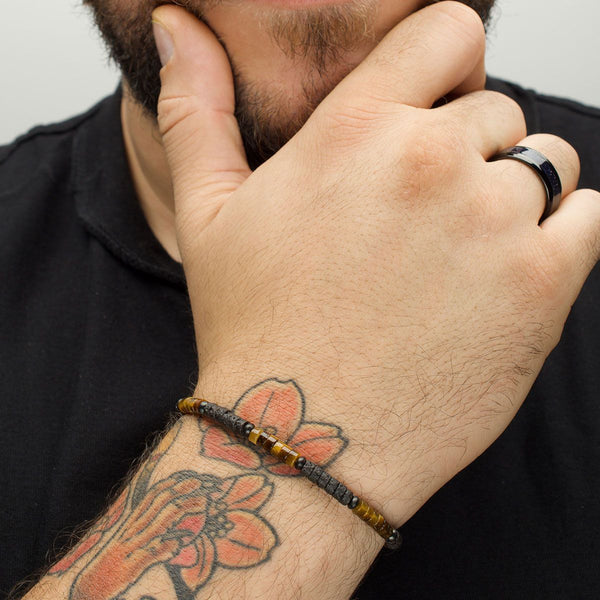 Inox Magma Tiger Heishi Bead Bracelet