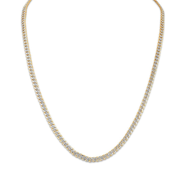 14KT Two-Tone Gold 22-inch 4.5MM Double-Sided Diamond-Cut Curb Chain