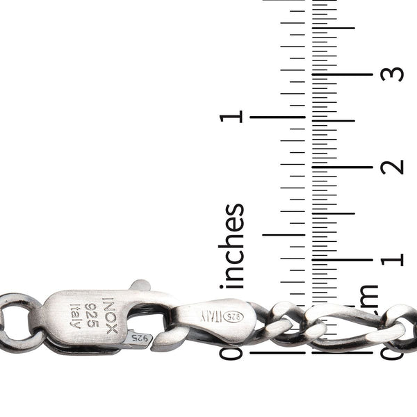Inox 24-inch 5.5MM Sterling Silver Brushed Satin Finish Figaro Chain