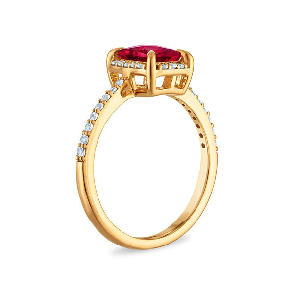 7X5MM Radiant Ruby and White Sapphire Birthstone Ring in 18KT Gold Vermeil