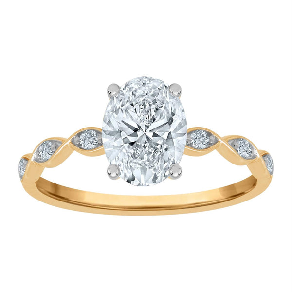 EcoLove 1-1/10 CTW Lab Grown Diamond Oval Engagement Ring in 10KT Yellow Gold
