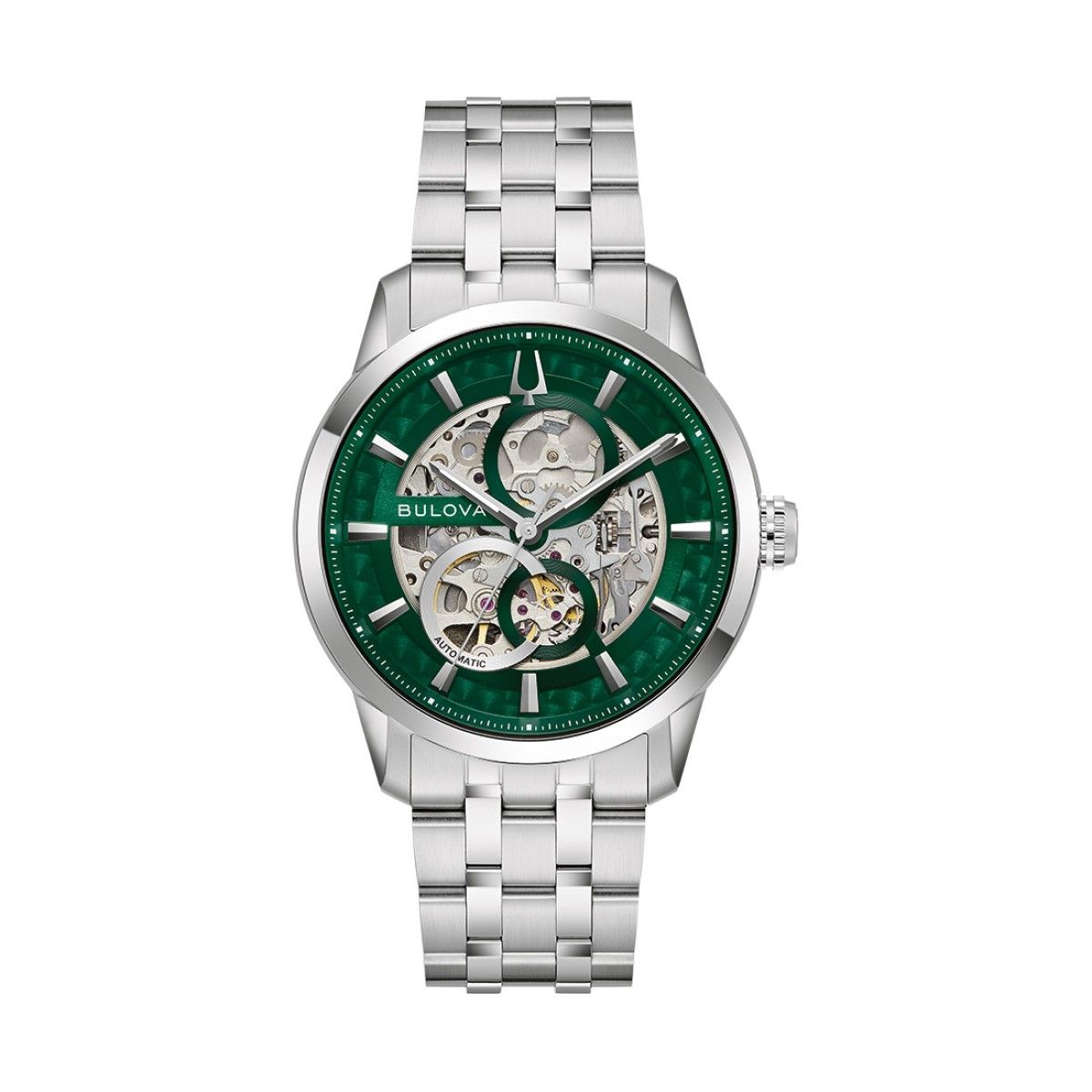 Bulova Green Dial  Stainless Steel Bracelet Sutton.  96A329