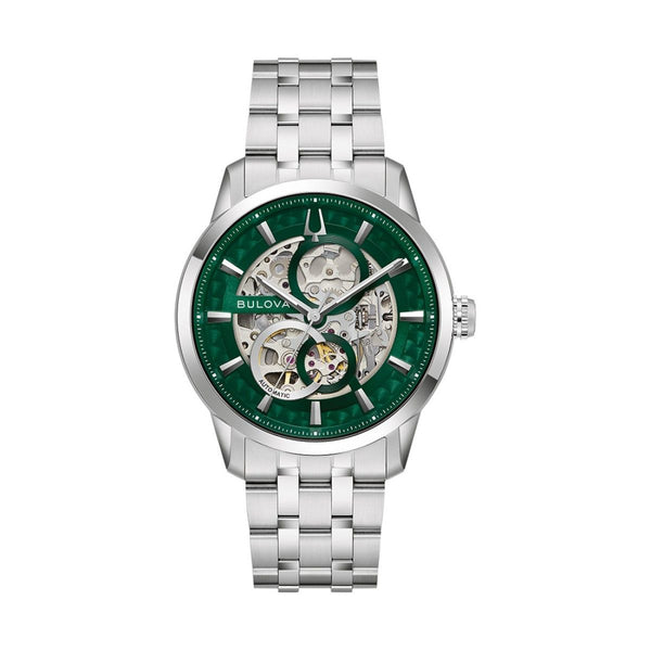 Bulova Green Dial  Stainless Steel Bracelet Sutton.  96A329