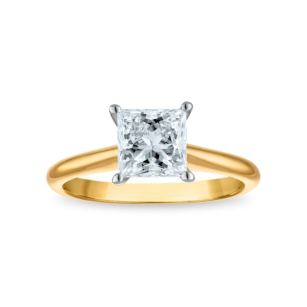 Signature Certificate 8X EcoLove 1 1/2 CTW Princess Cut Lab Grown Diamond Solitaire Engagement Ring in 14KT Yellow Gold
