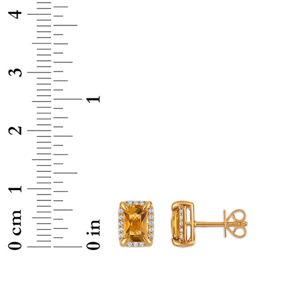 6X4MM Radiant Citrine and White Sapphire Birthstone Stud Earrings in 18KT Gold Vermeil