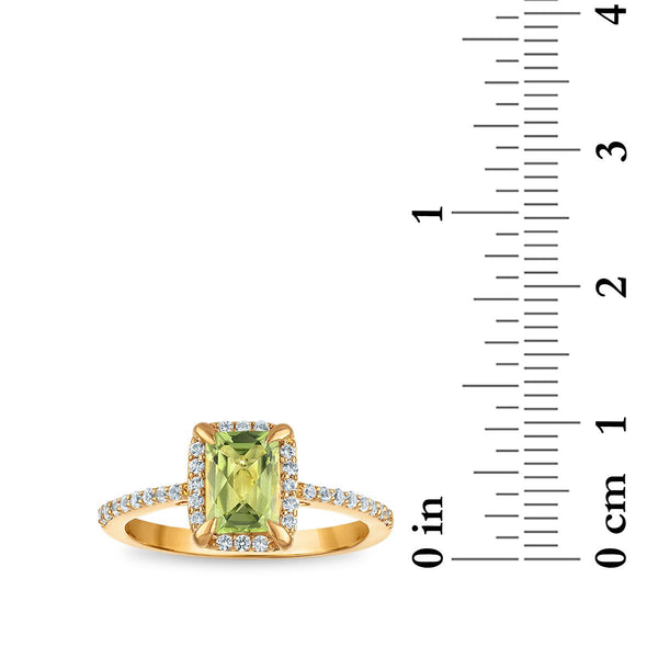 7X5MM Radiant Peridot and White Sapphire Birthstone Ring in 18KT Gold Vermeil