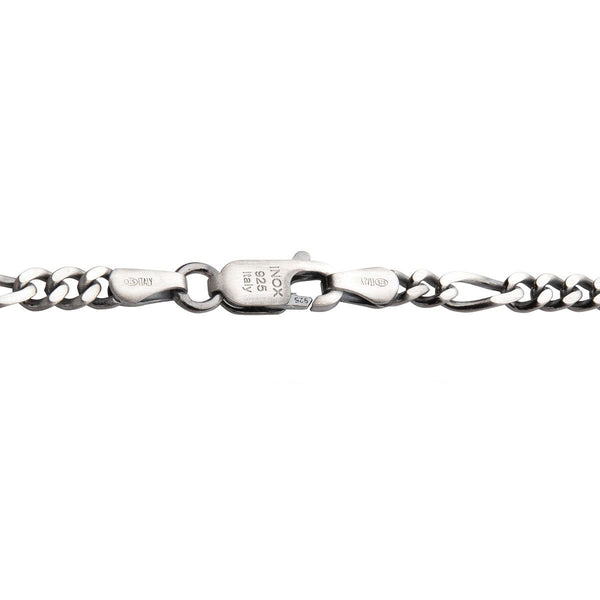 Inox 22-inch 4.3MM Sterling Silver Brushed Satin Finish Figaro Chain