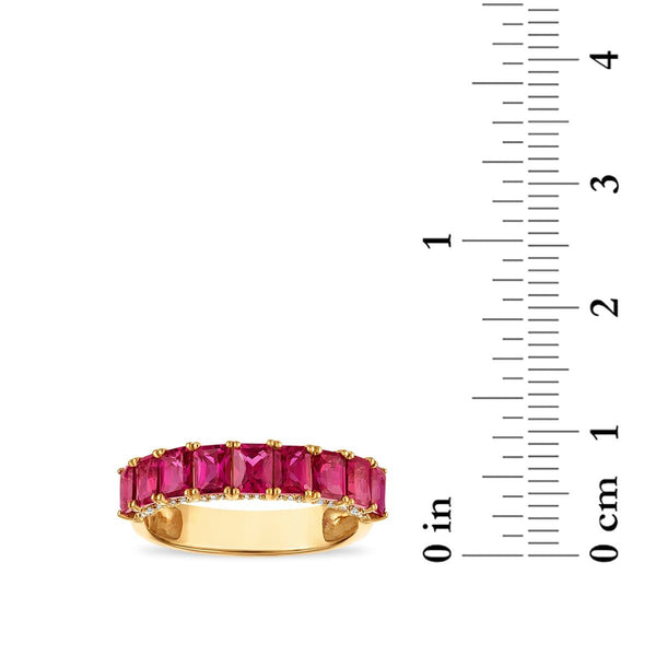 LoveSong EcoLove 4X3MM Ruby and Lab Grown Diamond Ring in 10KT Yellow Gold