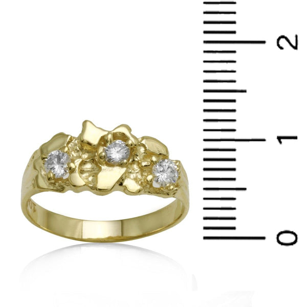 10KT Yellow Gold and Cubic Zirconia Nugget Ring. Size 5