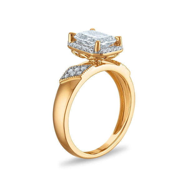 EcoLove 2-1/4 CTW Lab Grown Diamond Halo Wedding Trio Set in 10KT Yellow Gold