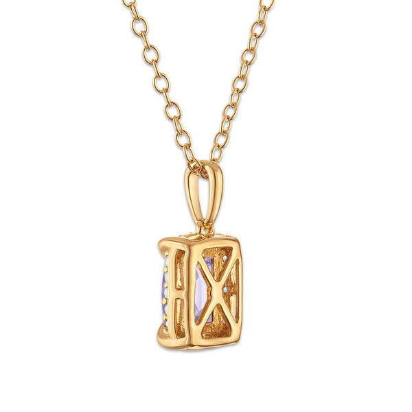7X5MM Radiant Alexandrite and White Sapphire Birthstone 18-inch Pendant in 18KT Gold Vermeil
