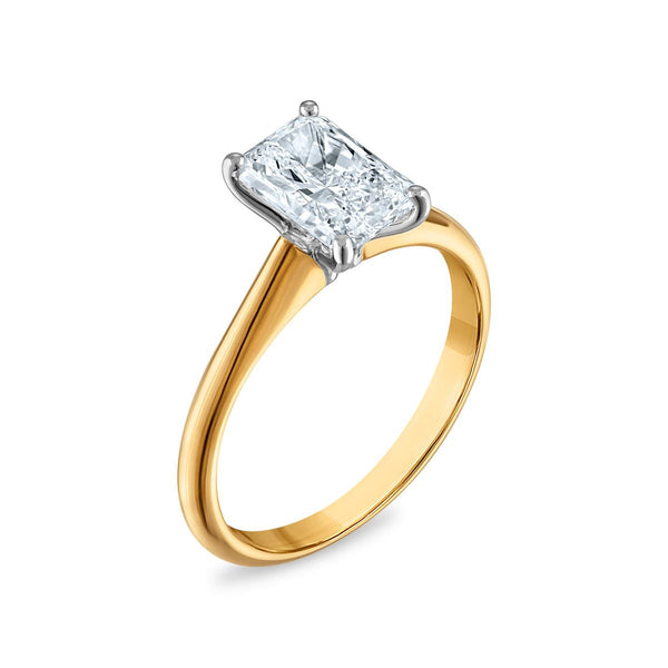 Signature Certificate 8X EcoLove 1 1/2 CTW Radiant Lab Grown Diamond Solitaire Engagement Ring in 14KT Yellow Gold