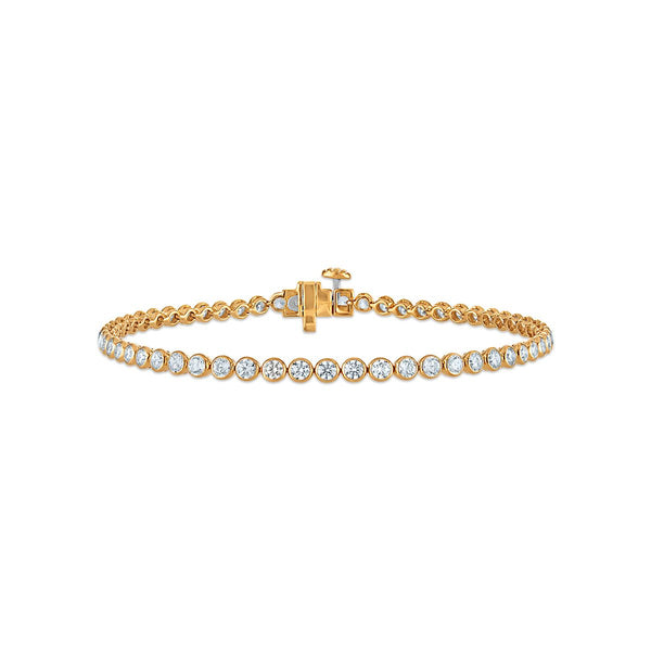 Red Hot Deal 3 CTW Round Lab Grown Diamond  7-inch Bezel Set Tennis Bracelet in 10KT Yellow Gold