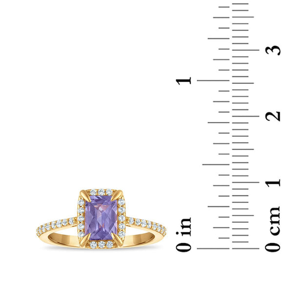 7X5MM Radiant Alexandrite and White Sapphire Birthstone Ring in 18KT Gold Vermeil