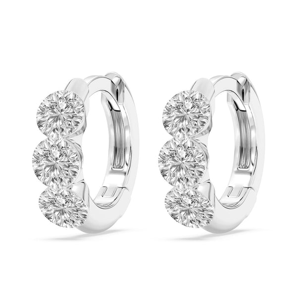 Signature EcoLove 1-1/5 CTW 100 Facet Centurion Lab Grown Diamond Hoop Earrings in 14KT White Gold