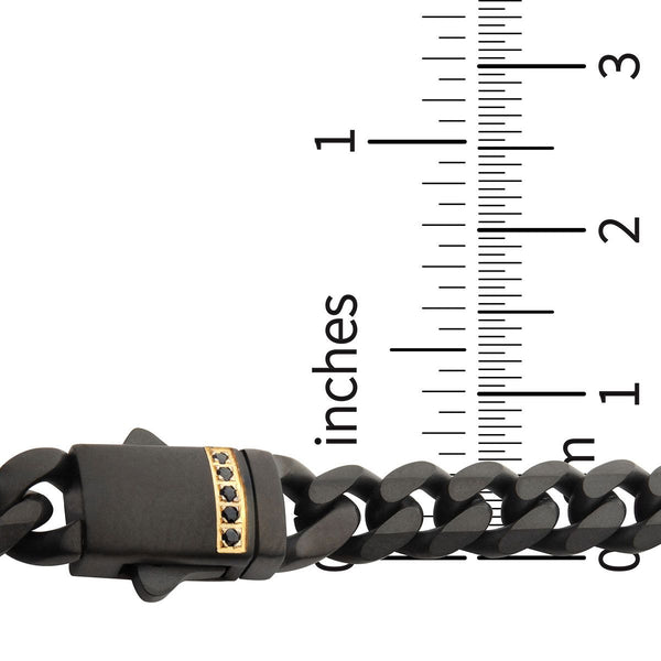 Inox 24-inch 6MM Black IP Stainless Steel Miami Cuban Chain with Black Sapphire