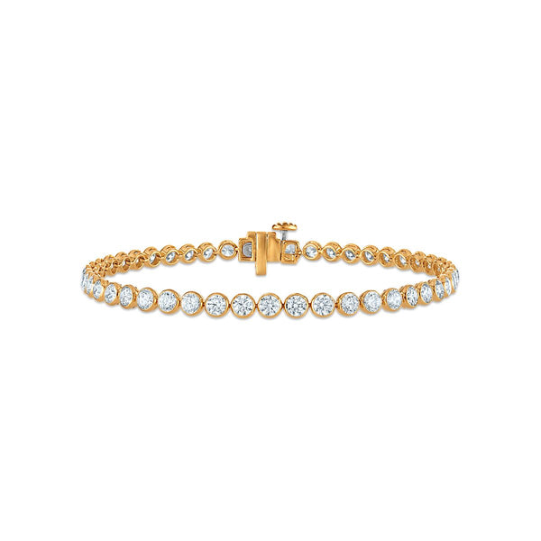 Red Hot Deal 5 CTW Round Lab Grown Diamond 7-inch Bezel Set Tennis Bracelet in 10KT Yellow Gold