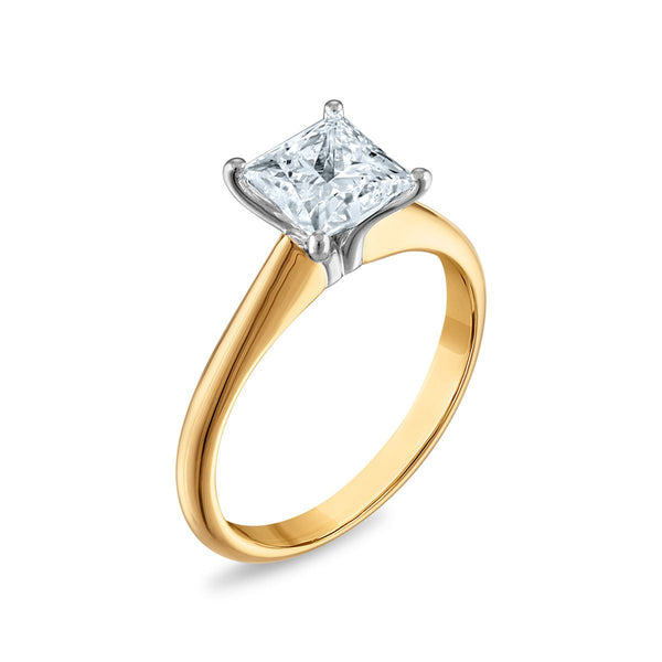 Signature Certificate 8X EcoLove 1 1/2 CTW Princess Cut Lab Grown Diamond Solitaire Engagement Ring in 14KT Yellow Gold