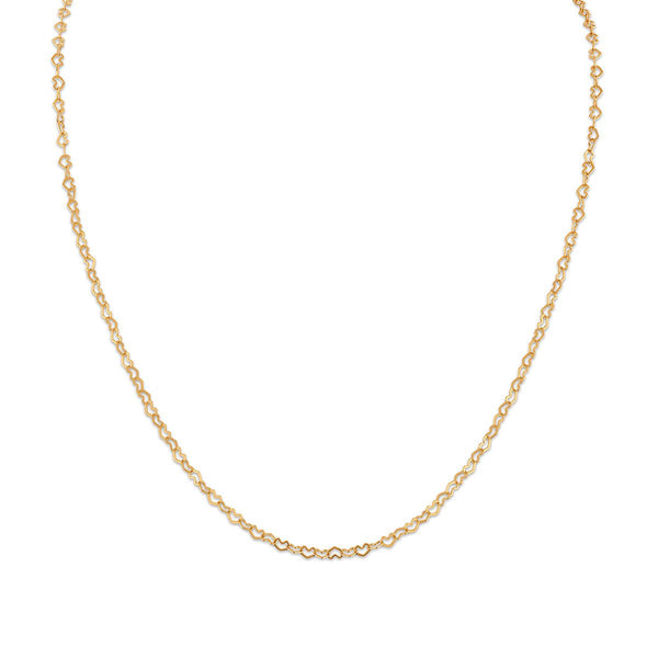 10KT Yellow Gold 18-inch 2.5MM Heart Link Necklace