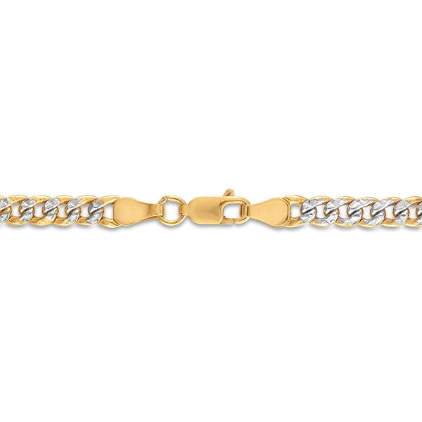 14KT Two-Tone Gold 22-inch 4.5MM Double-Sided Diamond-Cut Curb Chain