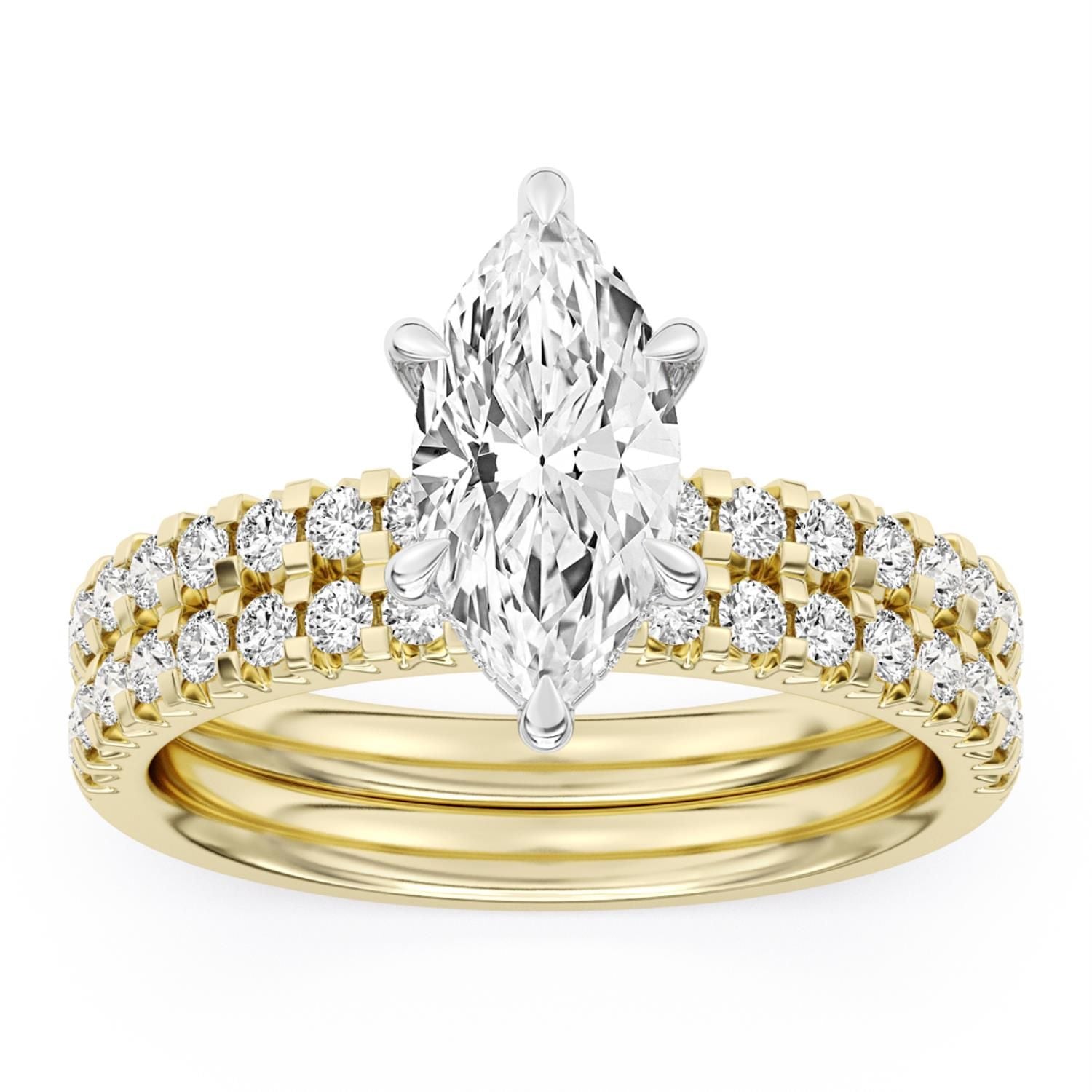 Signature EcoLove 2-3/8 CTW 100 Facet Centurion Lab Grown Diamond Bridal Set in 14KT Yellow Gold