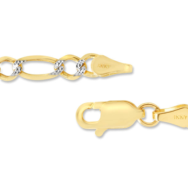 10KT Two-Tone Gold Figaro ID Bracelet with a 5.4MM Plague