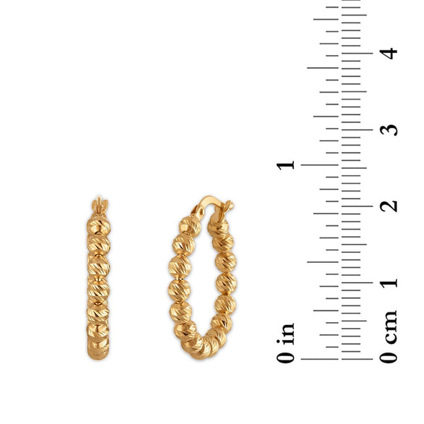 14KT Yellow Gold 15MM Beaded Hoops