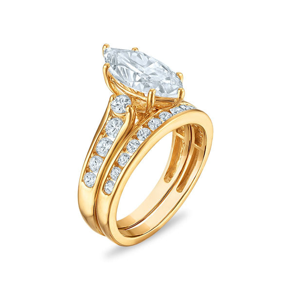 Red Hot Deal 3 CTW Marquise Lab Grown Diamond Bridal Set in 10KT Yellow Gold