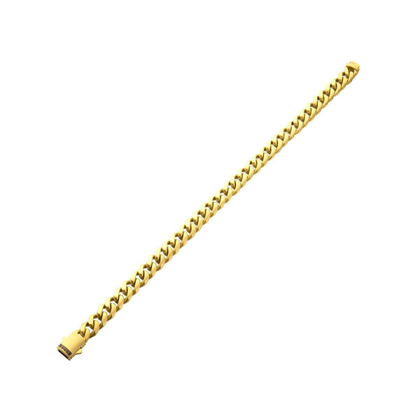 Inox Gold IP Stainless Steel 8.5-inch 8MM Miami Cuban Link Bracelet with Black Sapphire