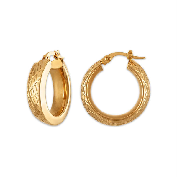 10KT Yellow Gold 6X15MM Slanted Hoop Earrings