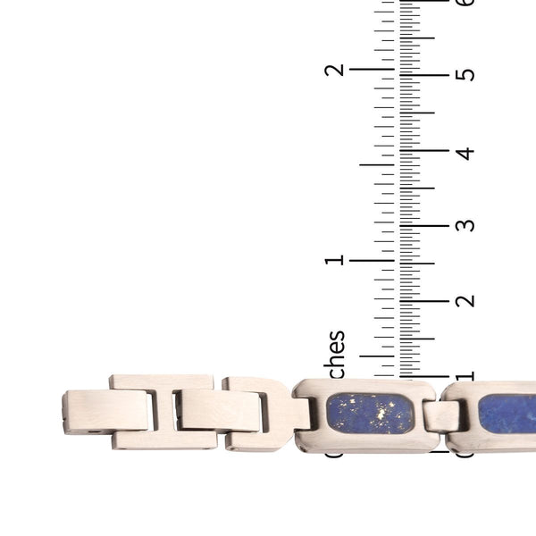 Inox Stainless Steel Lapis Lazuli Stone Inlay 8.5-inch Bracelet