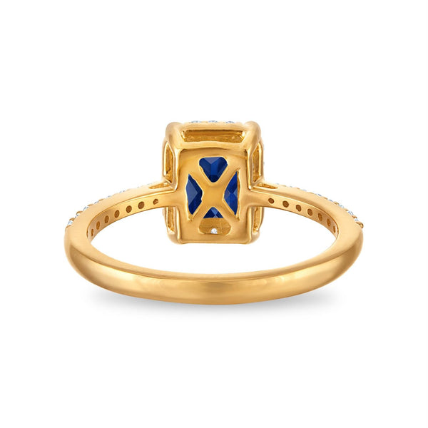 7X5MM Radiant Blue Sapphire and White Sapphire Birthstone Ring in 18KT Gold Vermeil