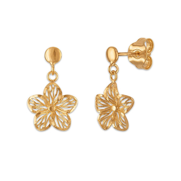 10KT Yellow Gold Dangling Flower Earrings