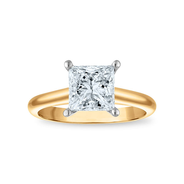 Signature Certificate 8X EcoLove 2 CTW Princess Cut Lab Grown Diamond Solitaire Engagement Ring in 14KT Yellow Gold