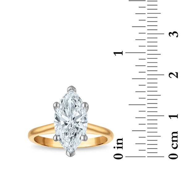 Signature Certificate 8X EcoLove 3 CTW Marquise Lab Grown Diamond Solitaire Engagement Ring in 14KT Yellow Gold