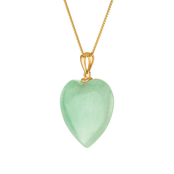 Heart Shape Jade Heart 18-inch Pendant in Sterling Silver